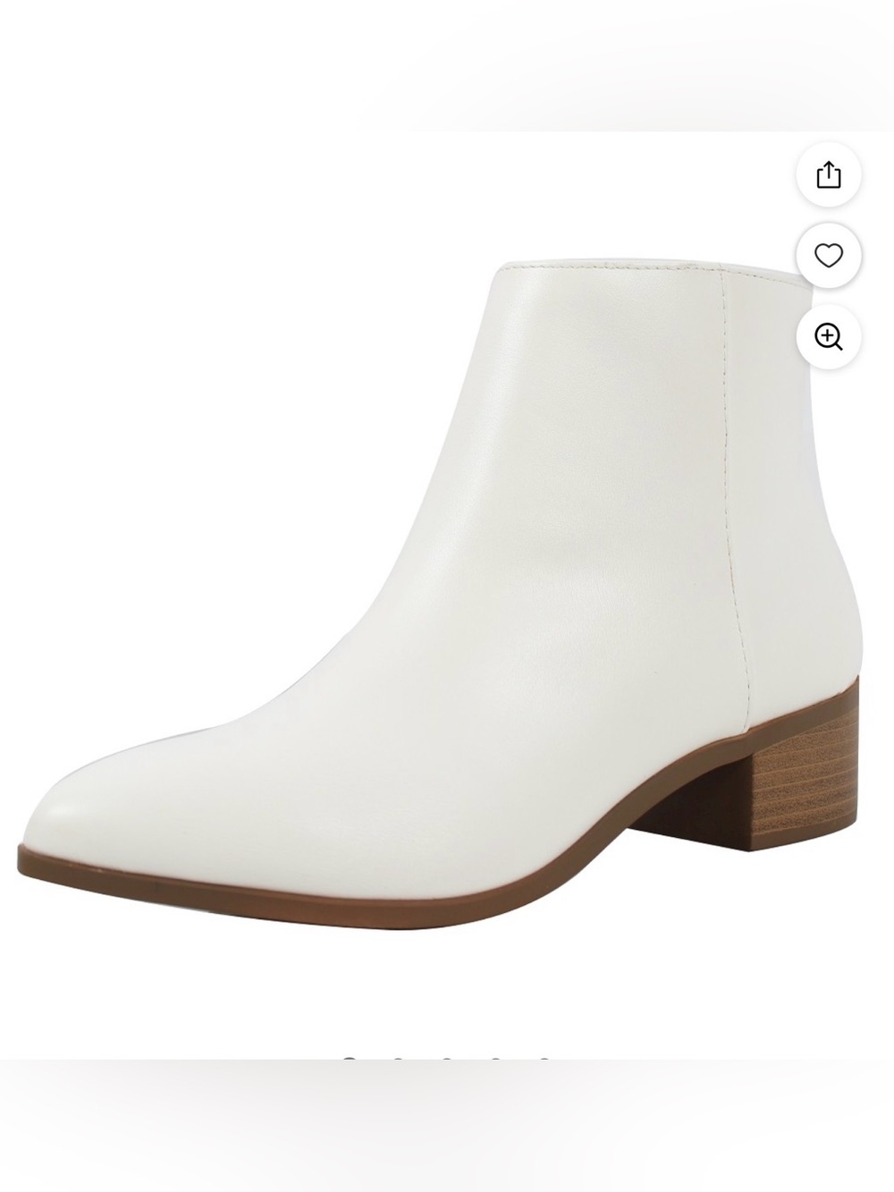 Cityclassified White Leather Ankle Bootie with Low Block Heel